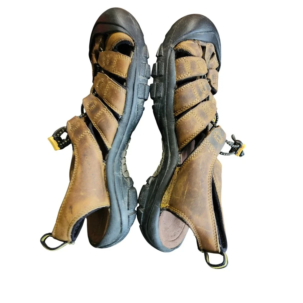 KEEN Newport H2 Sandals Mens 10 Brown Leather Waterproof Hiking Sport Shoes